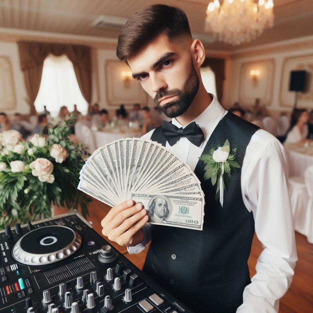 how much does a fort worth wedding dj cost when holding money in front of him?